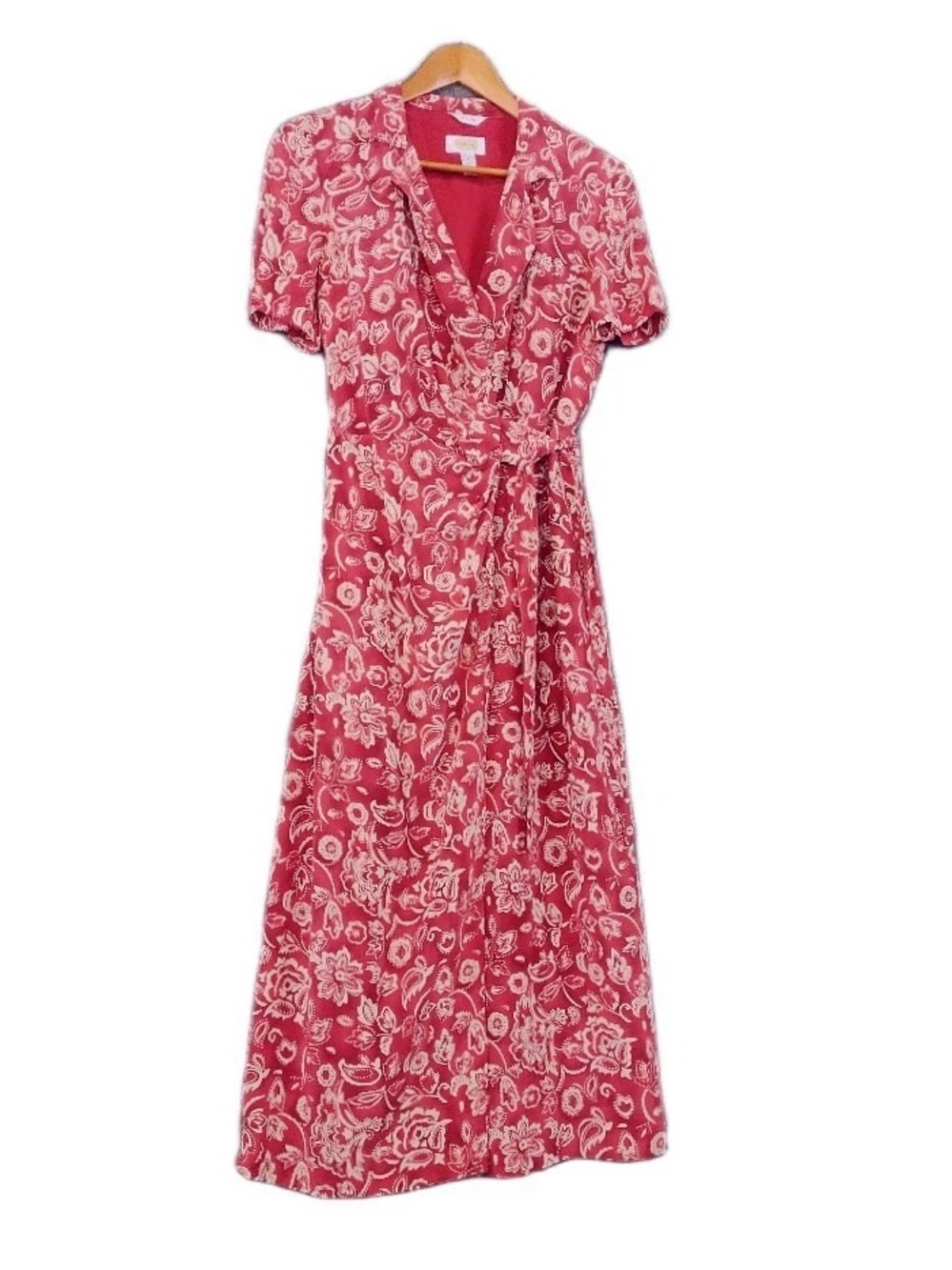 Talbots Rose Pink Silk Floral Wrap Maxi Dress